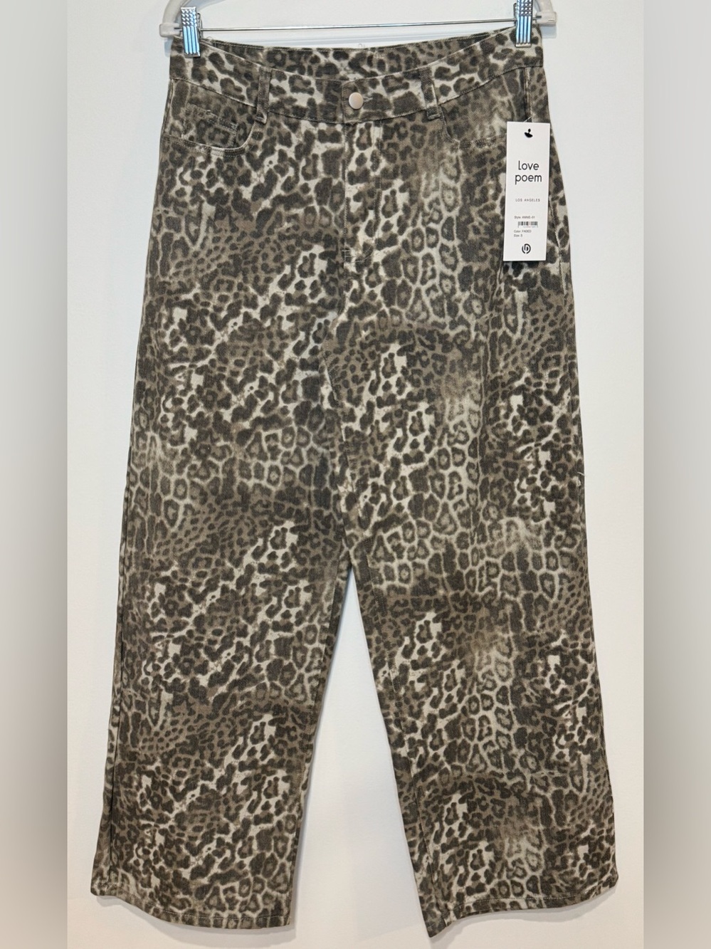NEW Love Poem Women’s Wide Leg Leopard/Cheetah Print Jeans 100% Cotton